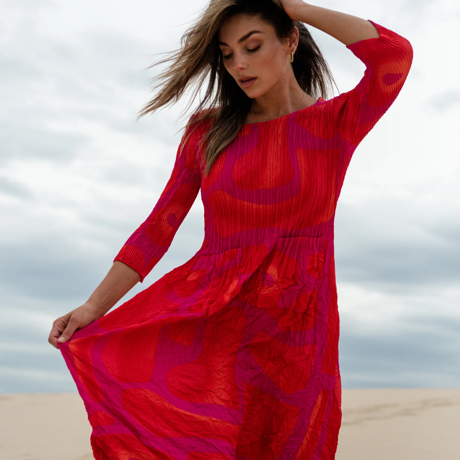 3/4 Sleeve Smash Dress - Prints - Image 19