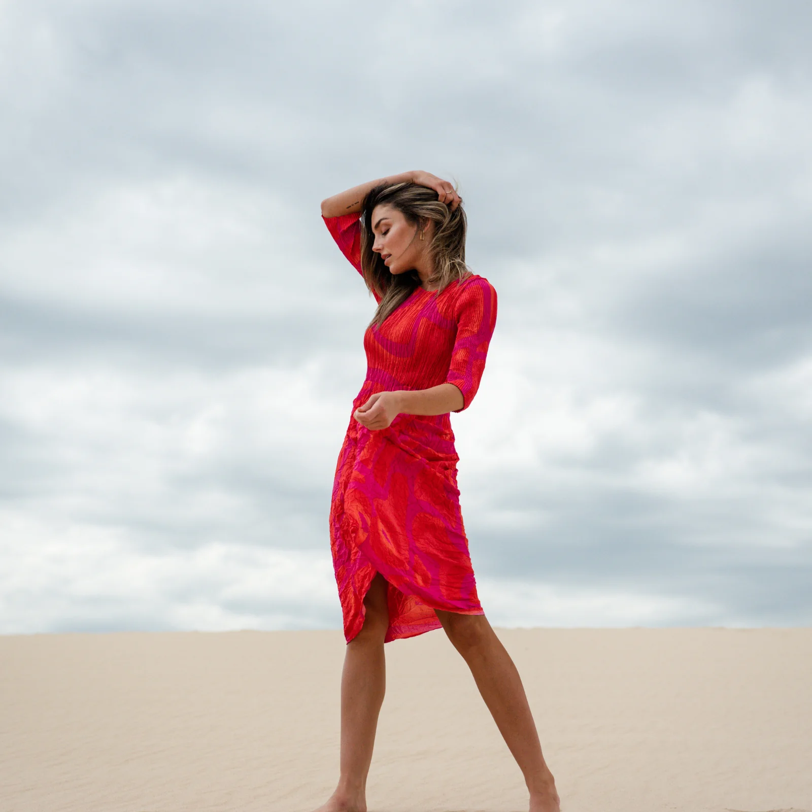 3/4 Sleeve Smash Dress - Prints - Image 31