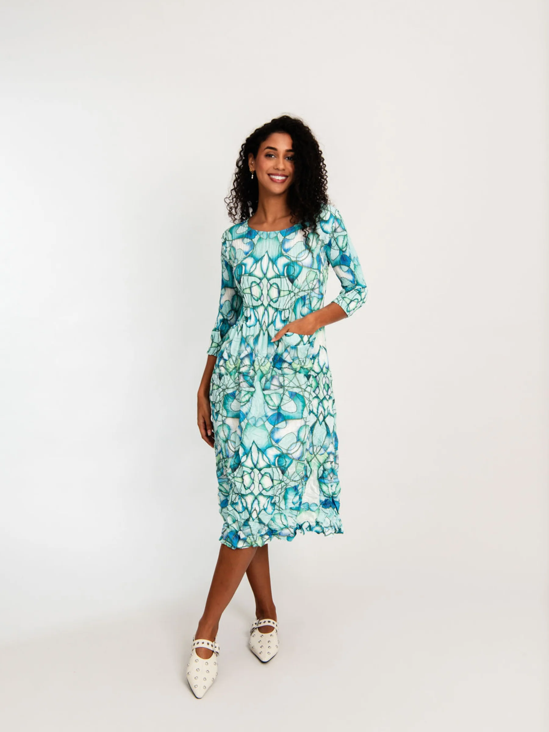 3/4 Sleeve Smash Pocket Dress - Prints - Image 27