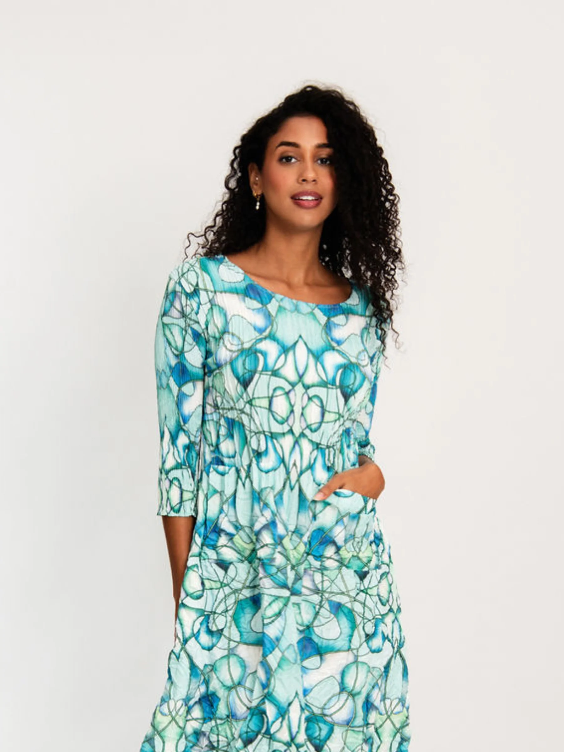 3/4 Sleeve Smash Pocket Dress - Prints - Image 28